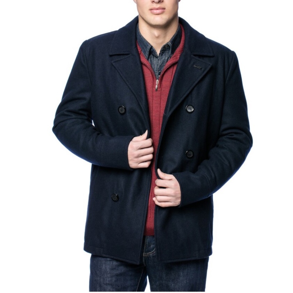 Black Rivet Men's Classic Wool Peacoat